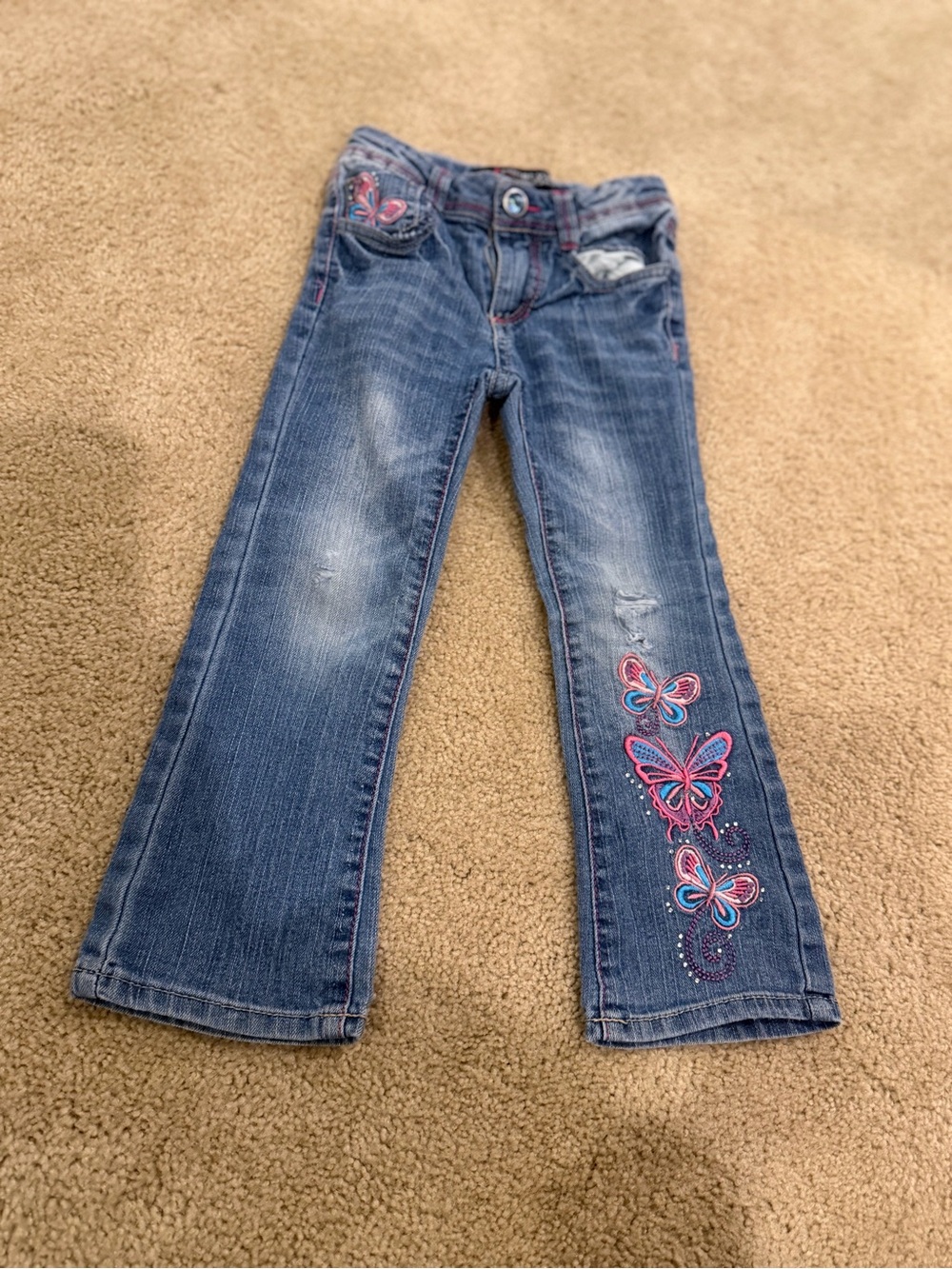 Freestyle Revolution Girls Butterfly Embroidered Flare Jeans Size 4T
